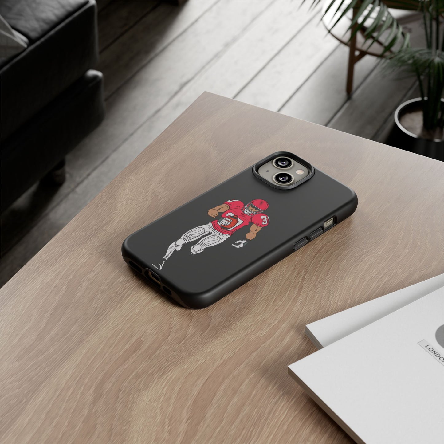 Football Player Tough Phone Case – Protective Black Sports iPhone Case