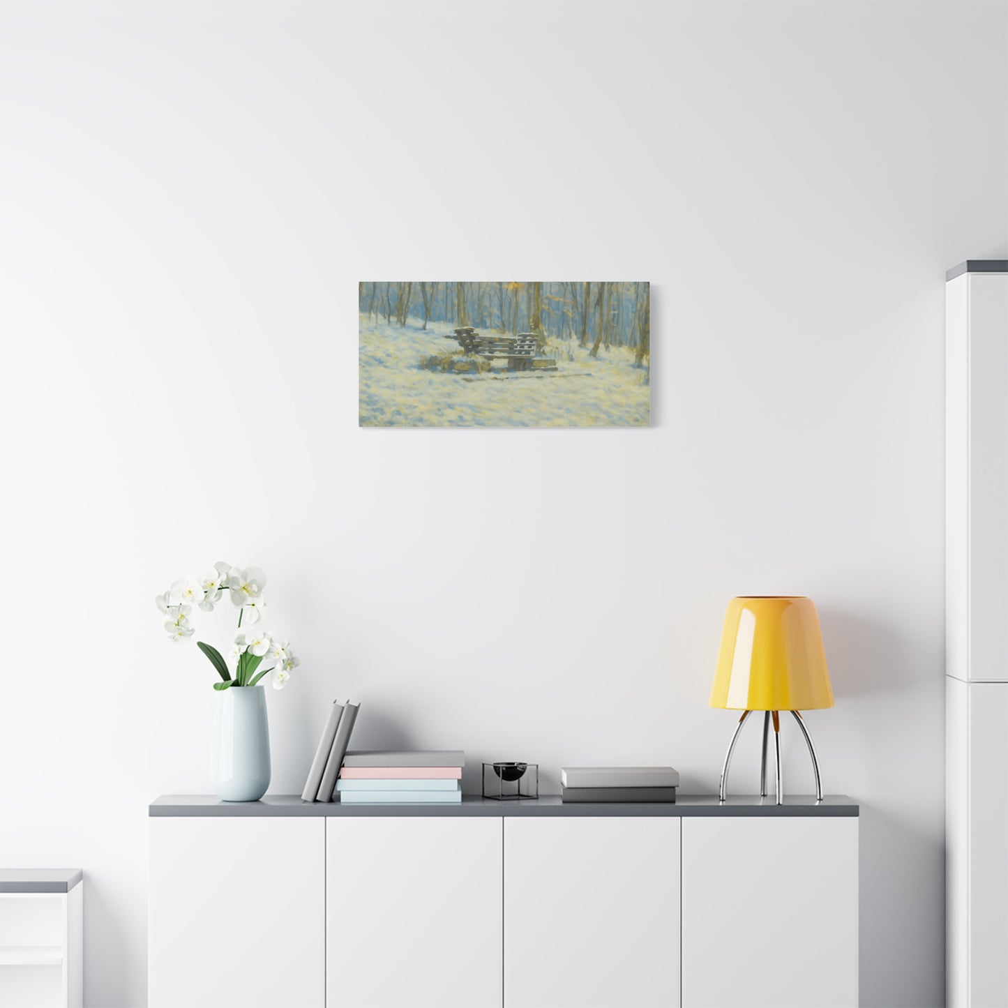 Winter Serenity Canvas Wall Art, Cozy Living Room Decor, Nature Landscape Print, Gift for Art Lovers, Home Decor, Seasonal Artwork - TRV
