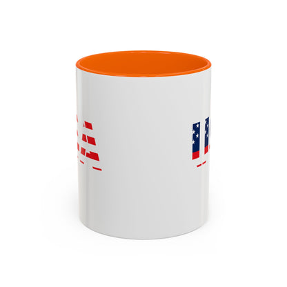 USA Flag Accent Coffee Mug — Patriotic 11/15oz Ceramic Coffee Cup