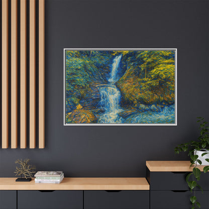 Framed Canvas Art, Majestic Van Gogh Style Waterfall Landscape Wall Decor, Nature Lover Gift, Home Office Artwork, Living Room Decoration - TRV