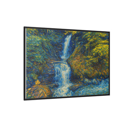 Framed Canvas Art, Majestic Van Gogh Style Waterfall Landscape Wall Decor, Nature Lover Gift, Home Office Artwork, Living Room Decoration - TRV