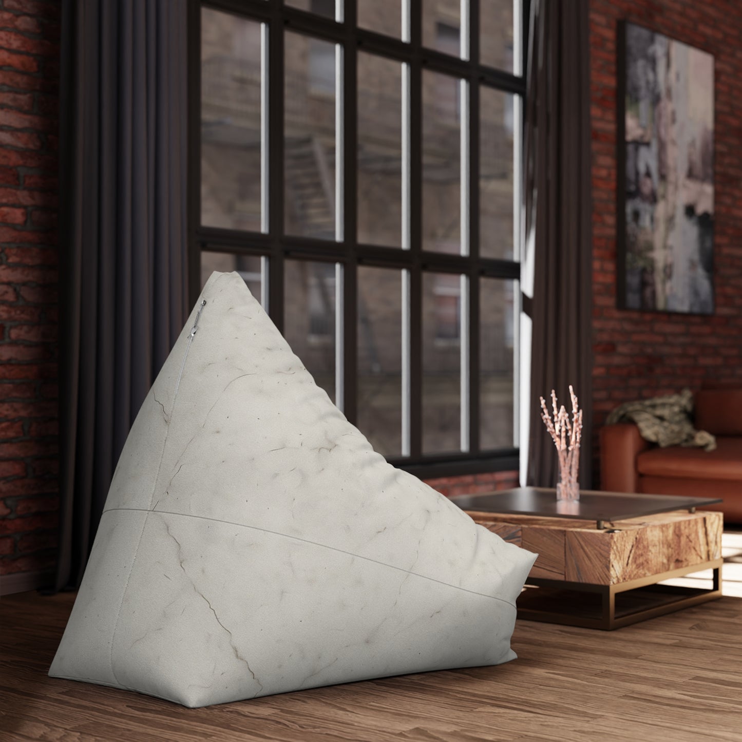 White Marble Pattern Bean Bag Chair Cover | Faux Stone Texture