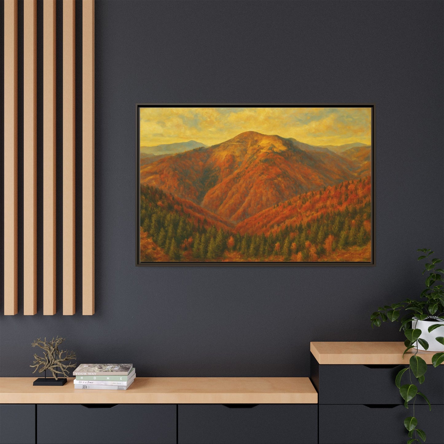 Autumn Landscape Wall Art, Cozy Home Decor, Nature Print, Framed Canvas, Fall Decorations, Gift Idea for Art Lovers - TRV
