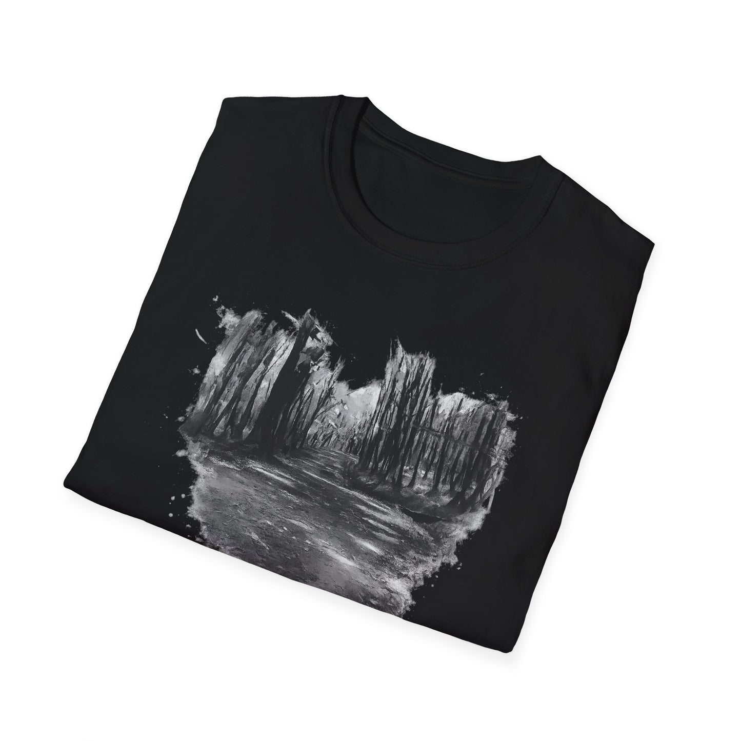 Unisex Softstyle T-Shirt with Abstract Landscape Art, Casual Wear, Gift for Art Lovers, Everyday Fashion, Nature Inspired Tee - TRV