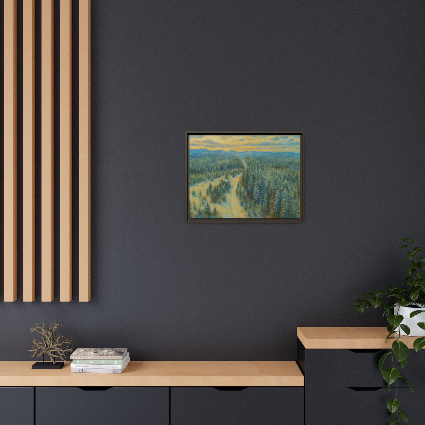 Framed Matte Canvas Art Print, Tranquil Forest Landscape, Home Decor for Nature Lovers, Wall Art for Living Room, Gift for Art Enthusiasts - TRV
