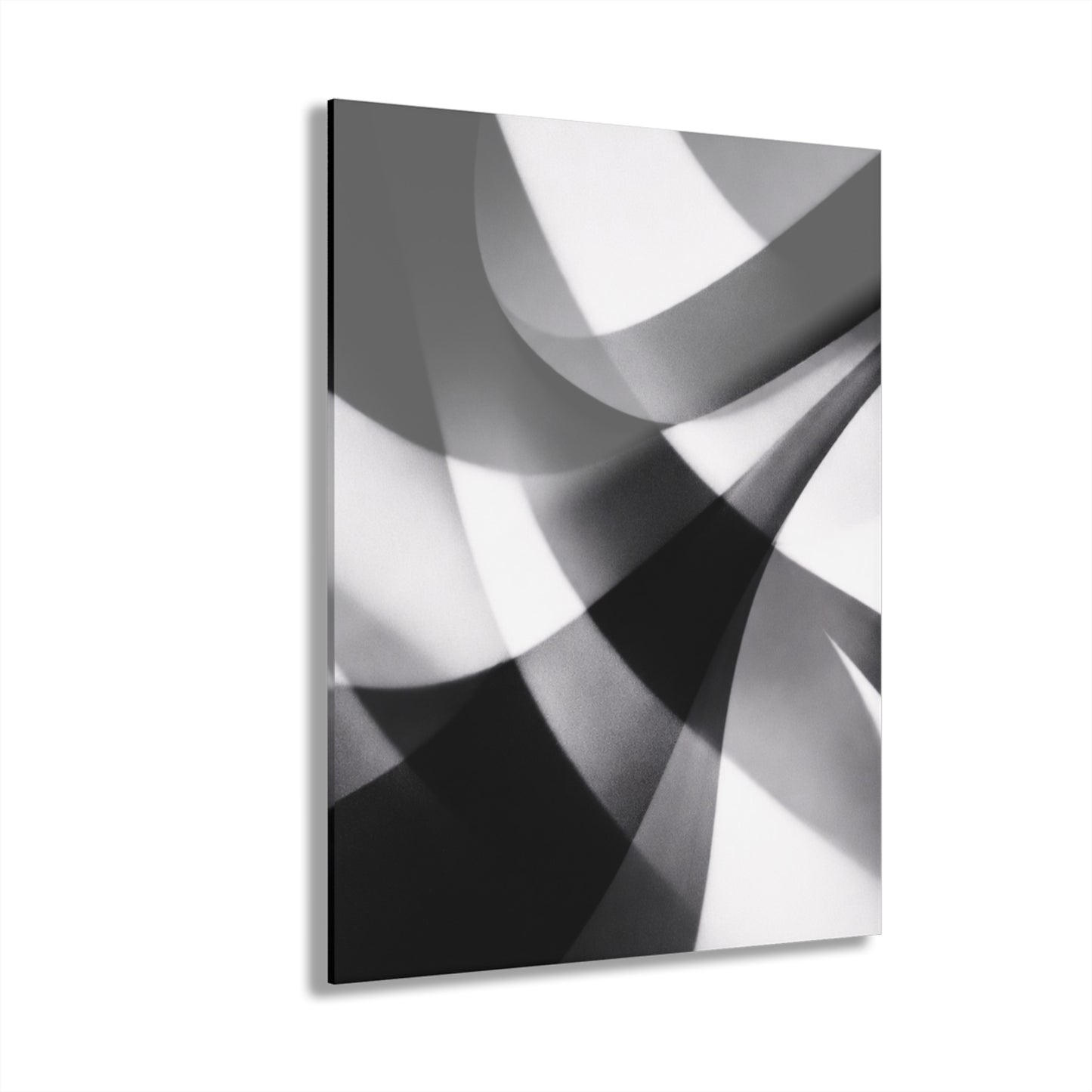 Abstract black and white geometric acrylic print wall art with French cleat hanging for modern home decor by Printify.