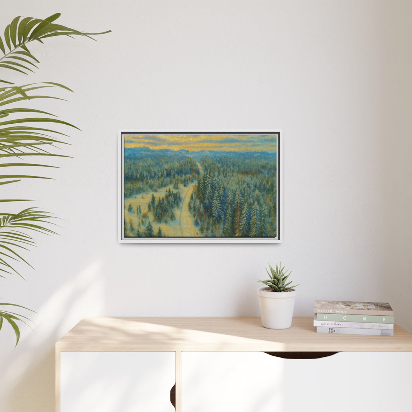Framed Matte Canvas Art Print, Tranquil Forest Landscape, Home Decor for Nature Lovers, Wall Art for Living Room, Gift for Art Enthusiasts - TRV