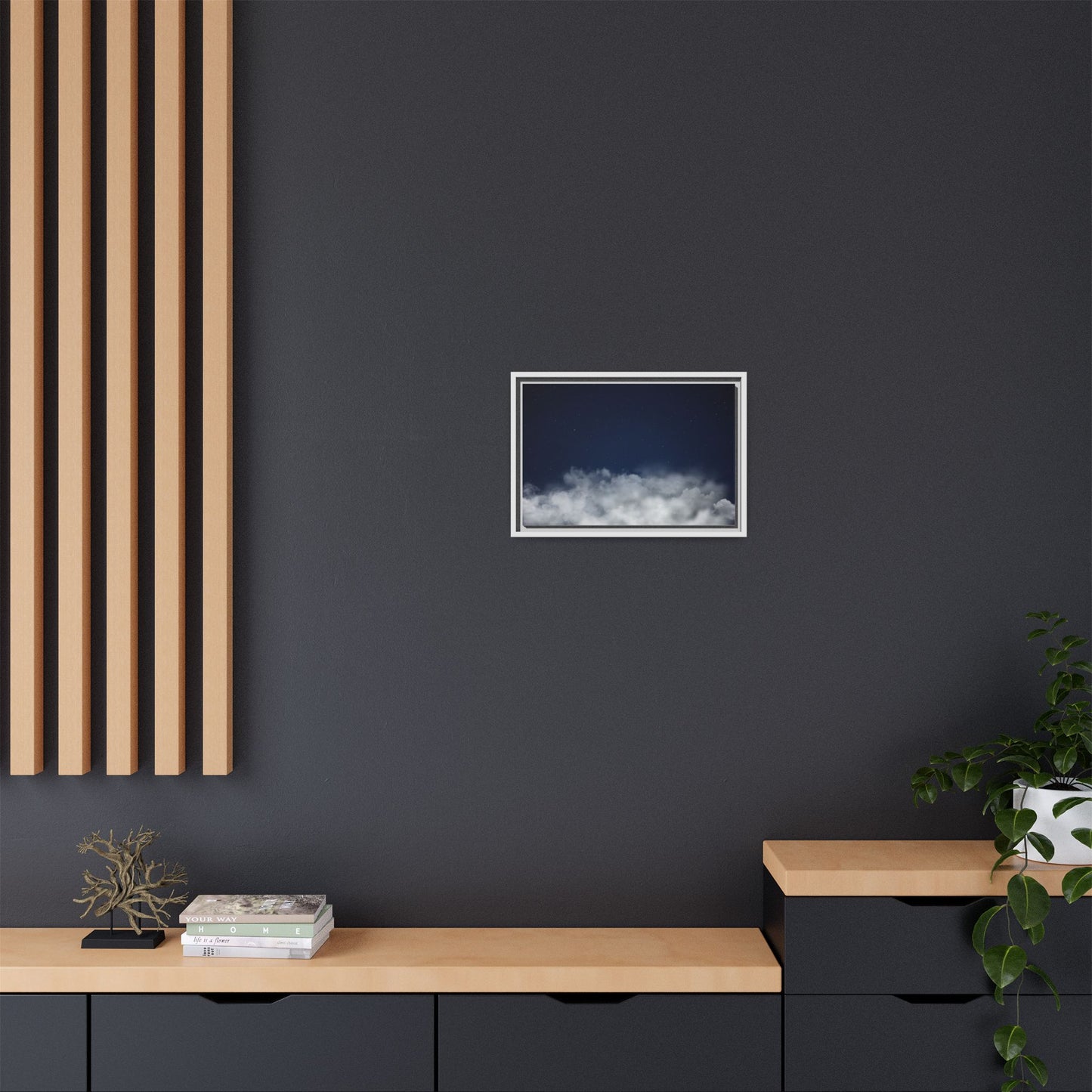 Night Sky Clouds Matte Canvas Framed | Starry Wall Art - TRV