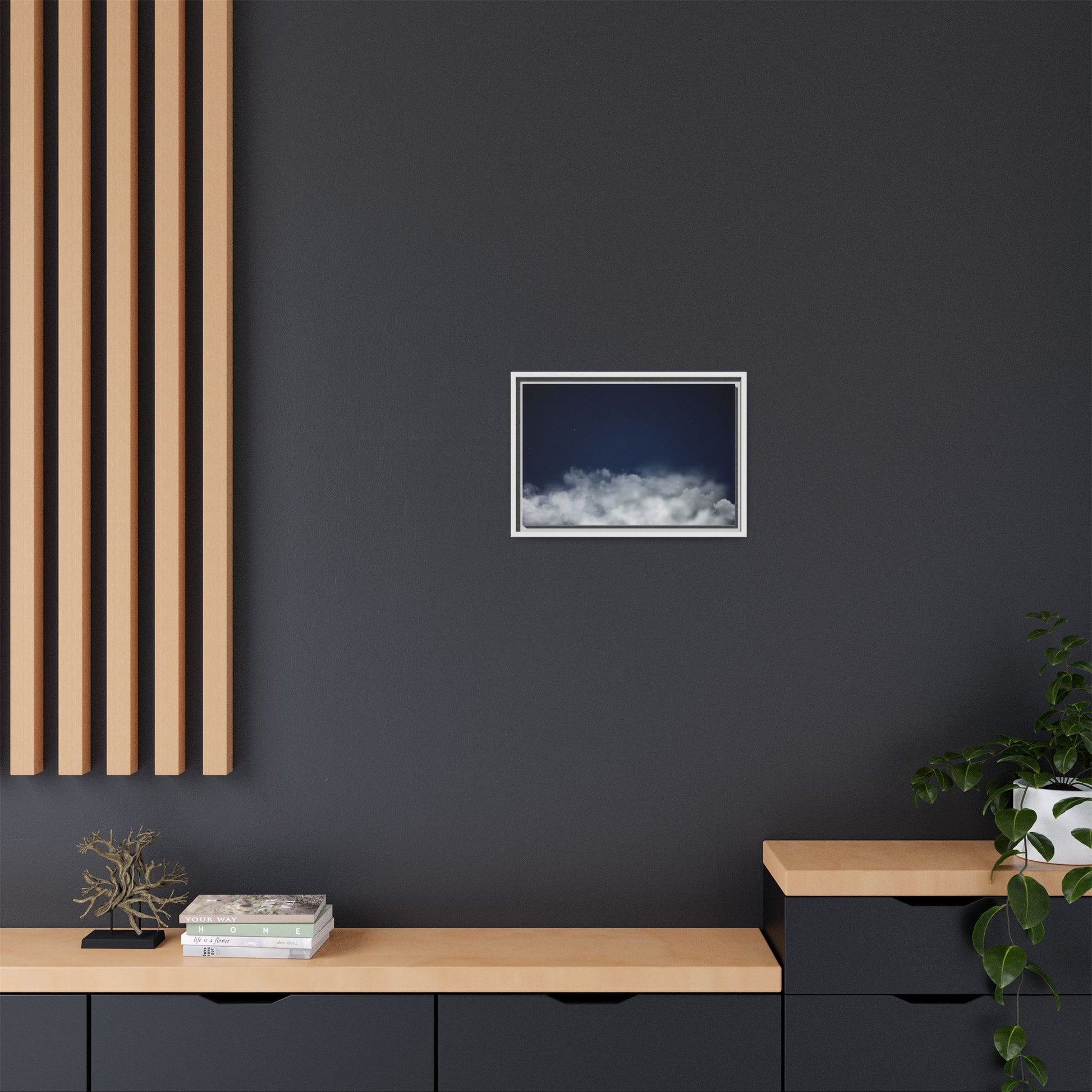 Night Sky Clouds Matte Canvas Framed | Starry Wall Art - TRV
