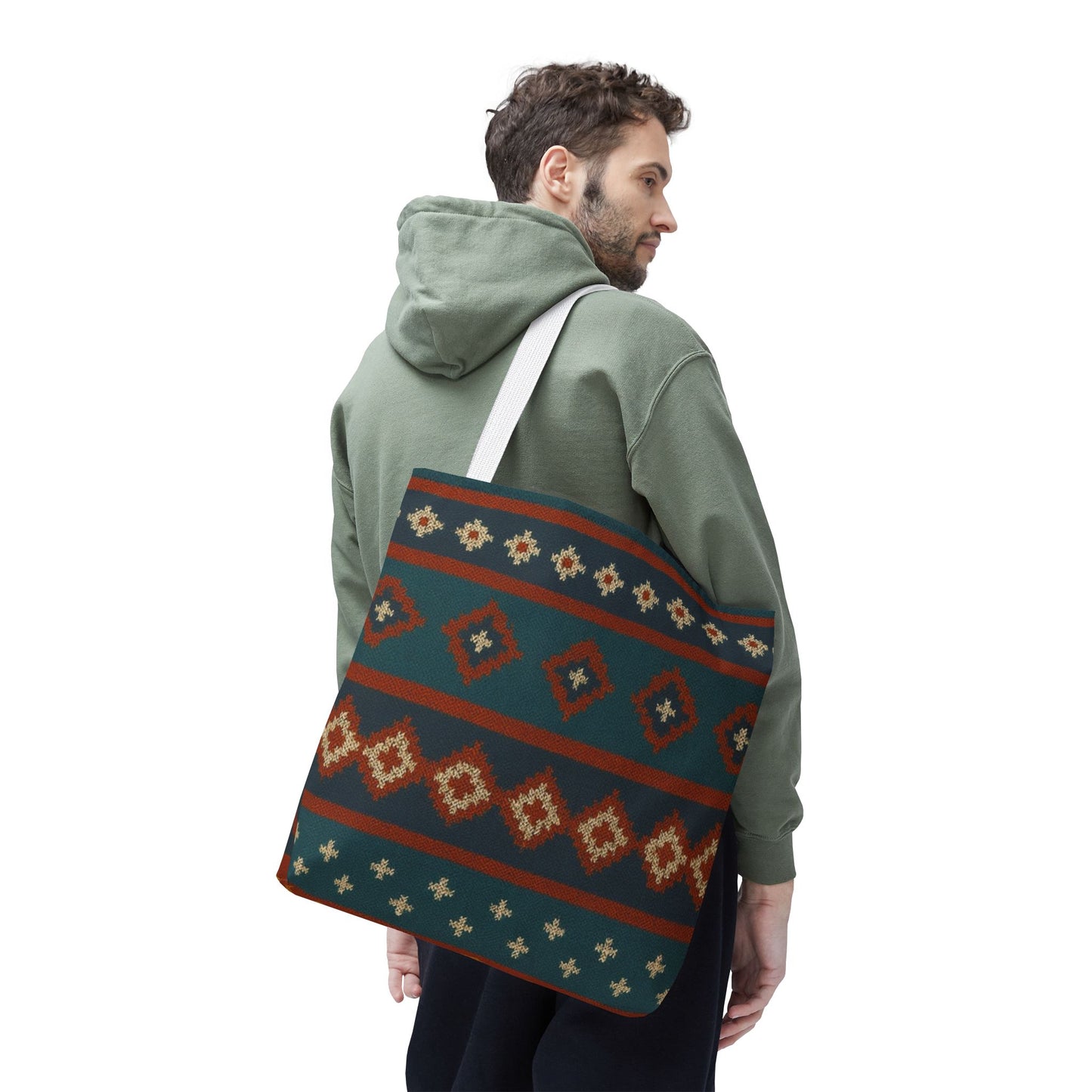 Southwestern Diamond Pattern Tote Bag | Aztec Tribal Geometric Print - TRV