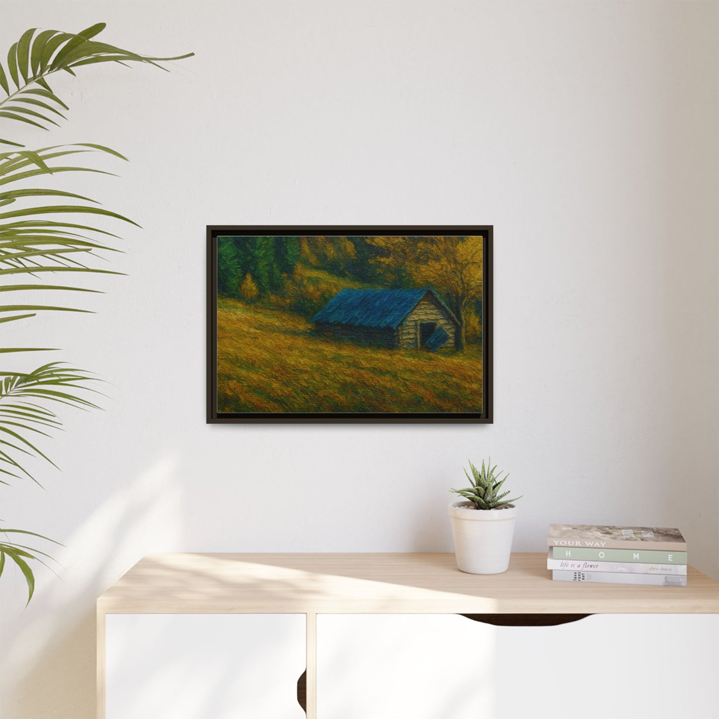 Framed Matte Canvas Print, Rustic Artwork, Farmhouse Decor, Nature Wall Art, Gift for Home, Autumn Decor, Landscape Painting
