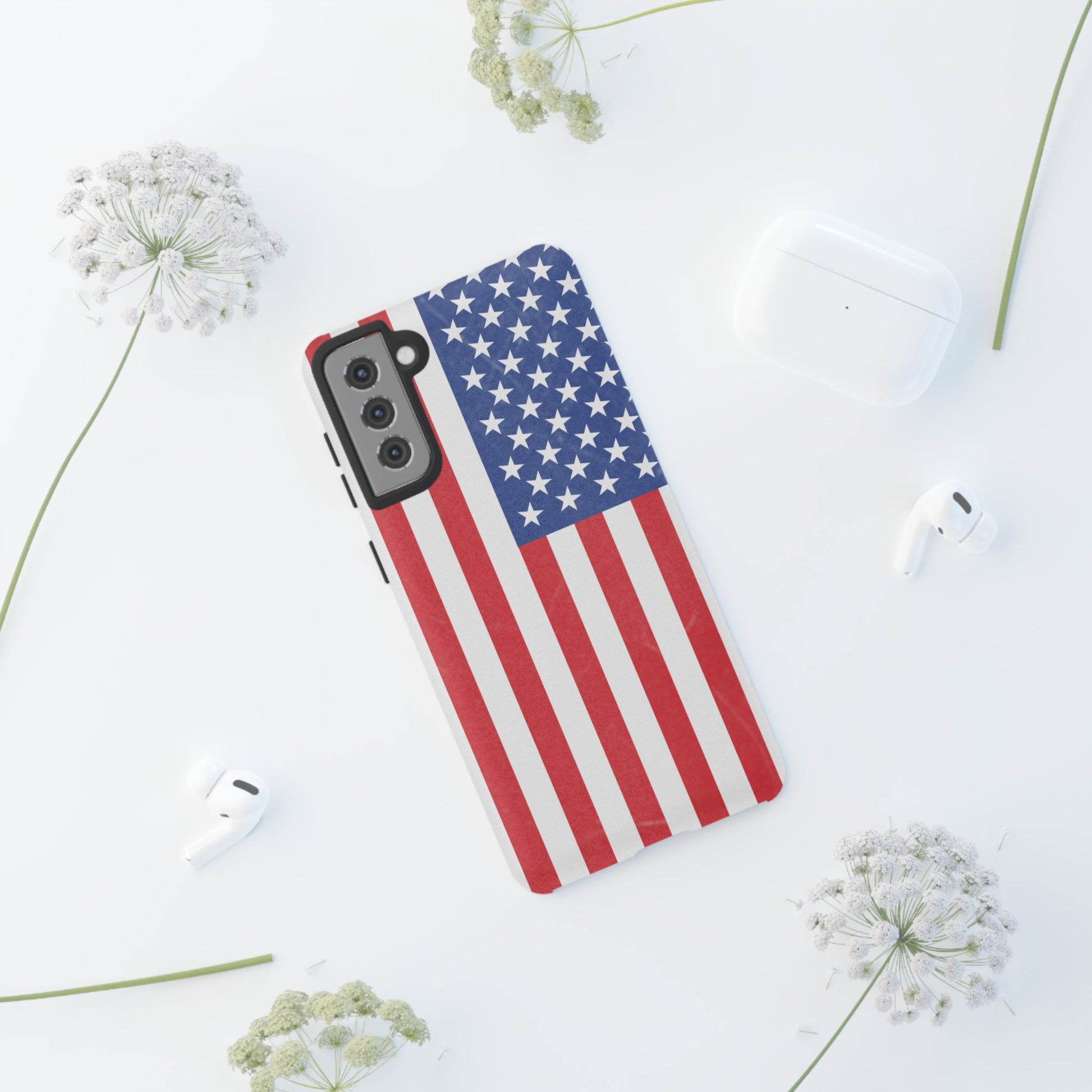 Patriotic Phone Case - Tough Cases for Veterans, USA Lovers, Independence Day, Memorial Day, Flag Design - TRV