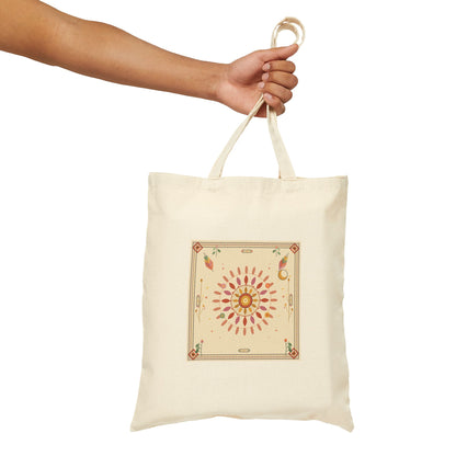 Sunburst Floral Mandala Tote bag | Botanical Boho Canvas Tote