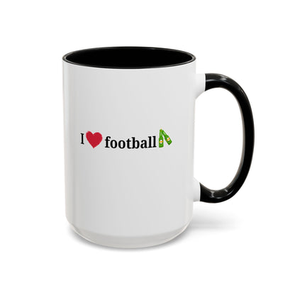 I Love Football Accent Coffee Mug, Perfect Gift for Sports Lovers, Football Enthusiasts, Unique Mug for Game Days, Home or Office Decor - TRV