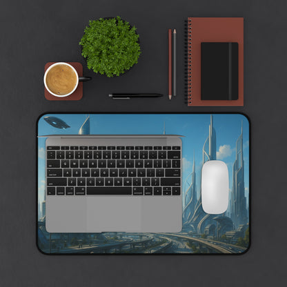 Futuristic Cityscape Desk Mat Sci Fi Skyline Mousepad - TRV