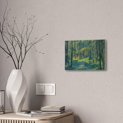 Sunlit Forest Path Canvas – Impressionist Woodland Wall Art