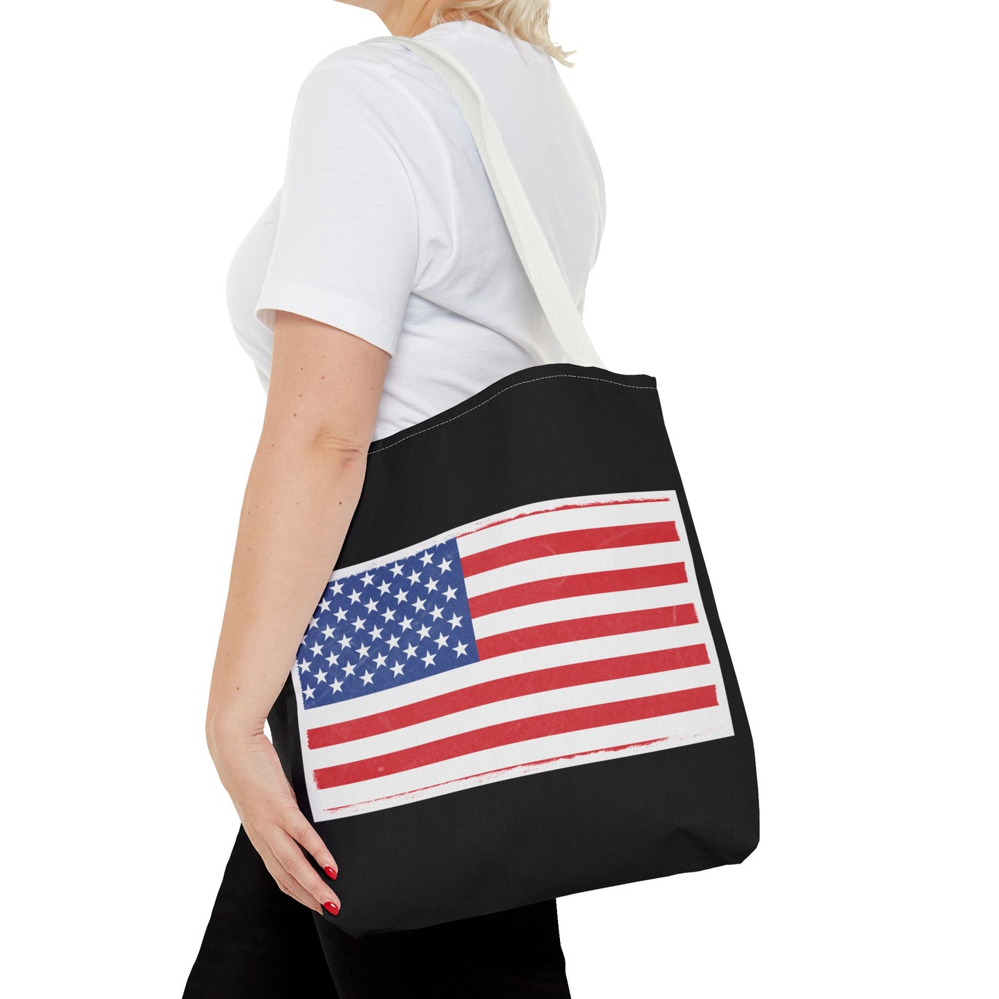 Patriotic Tote Bag, American Flag Carryall, Beach Bag, Reusable Shopping Tote, Independence Day Gift - TRV