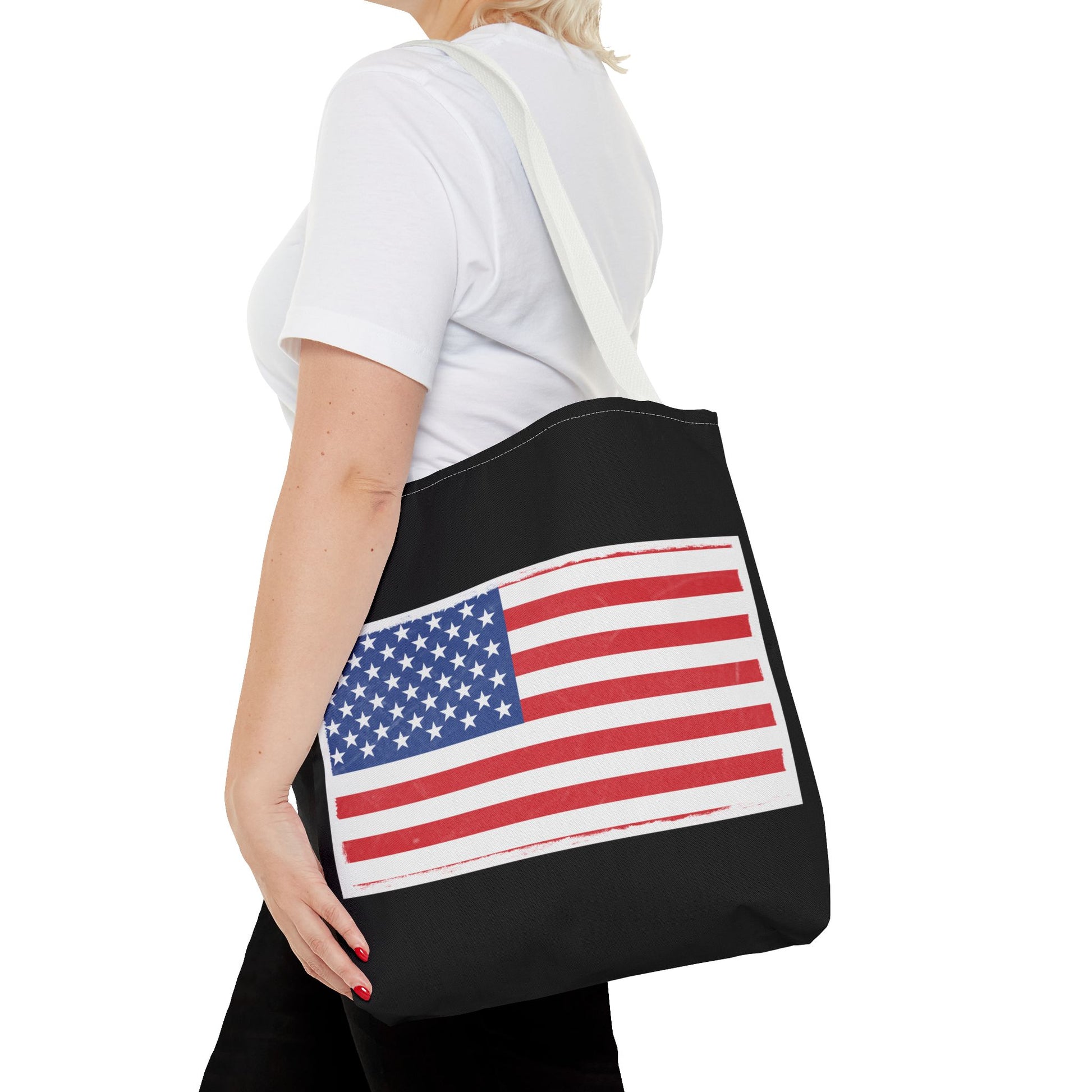 Patriotic Tote Bag, American Flag Carryall, Beach Bag, Reusable Shopping Tote, Independence Day Gift - TRV