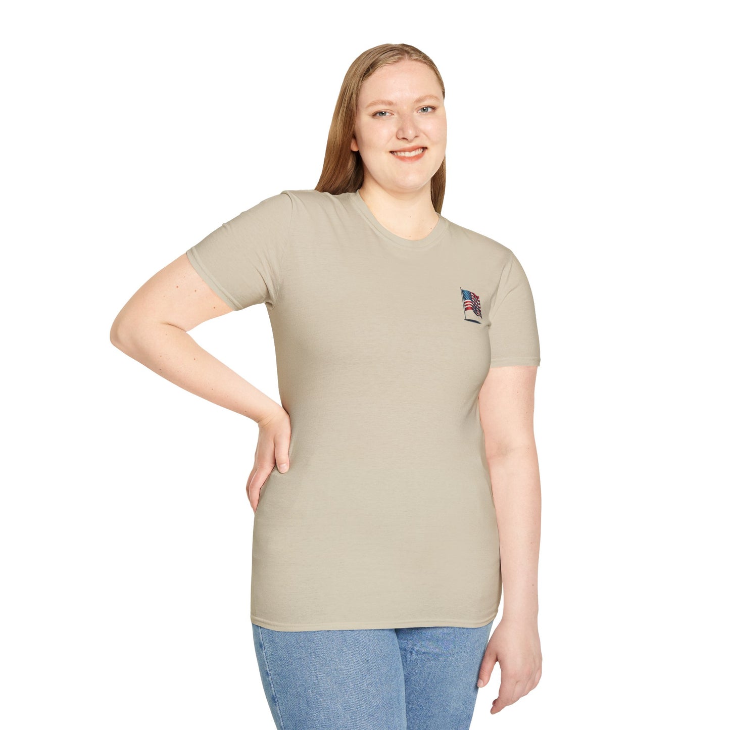 Patriotic Unisex Softstyle T-Shirt, American Flag Tee, USA Pride Shirt, Perfect for Independence Day, Casual Wear - TRV