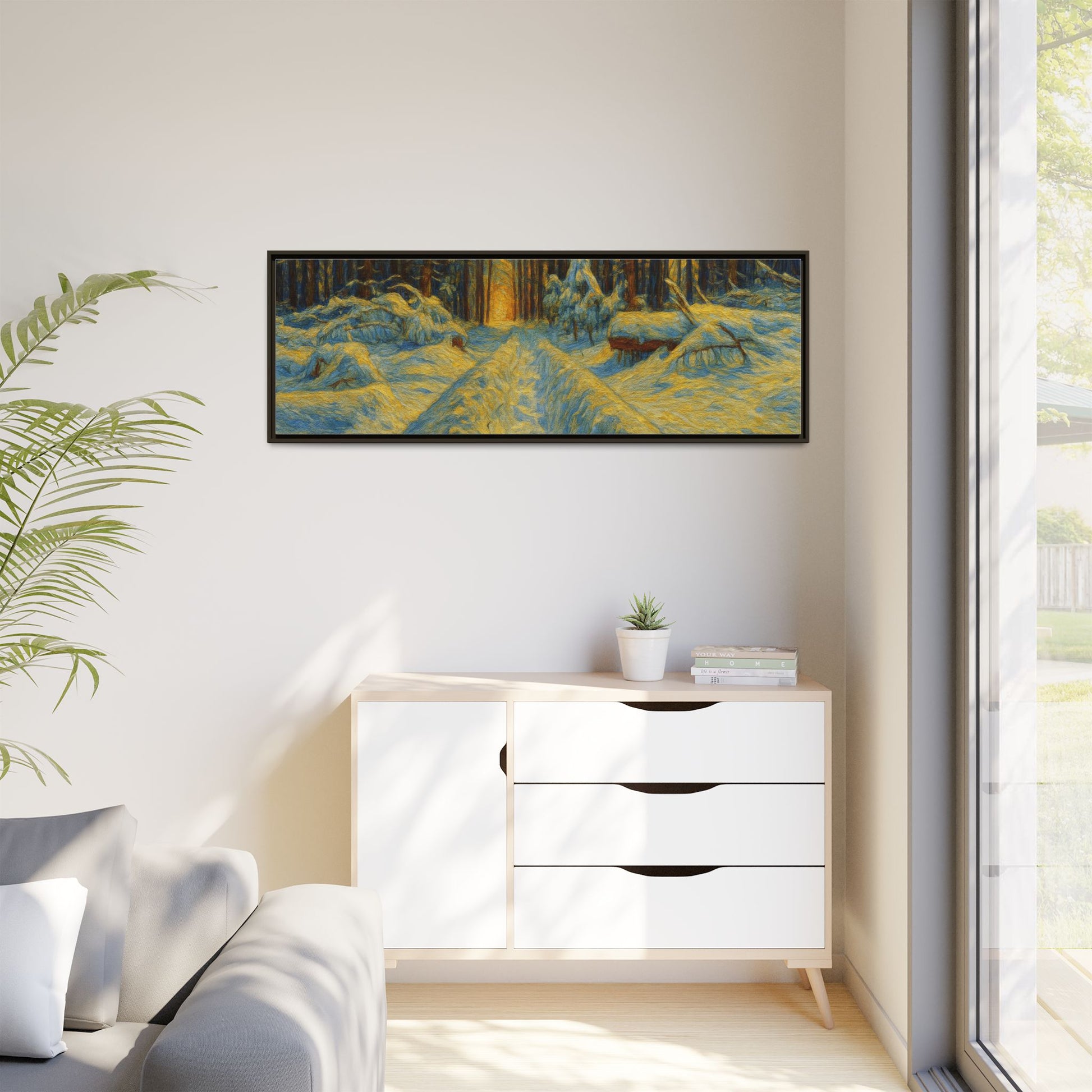 Canvas Art, Winter Landscape Wall Decor, Nature Lovers Gift, Seasonal Decor, Holiday Wall Art, Cozy Home Decoration, Framed Matte Canvas - TRV