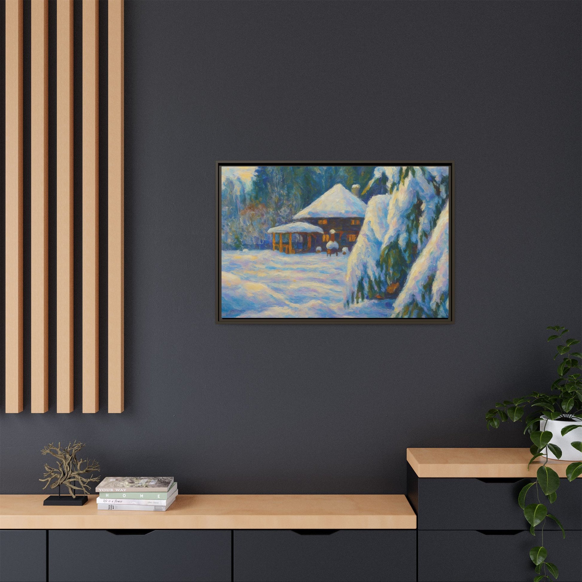Canvas Art, Winter Scene Home Decor, Seasonal Gift for Art Lovers, Holidays Wall Art, Framed Painting, Matte Print - TRV