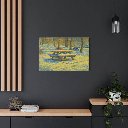 Winter Picnic Canvas Art Print, Cozy Home Decor, Seasonal Wall Art, Nature-Inspired Artwork, Perfect for Holidays - TRV