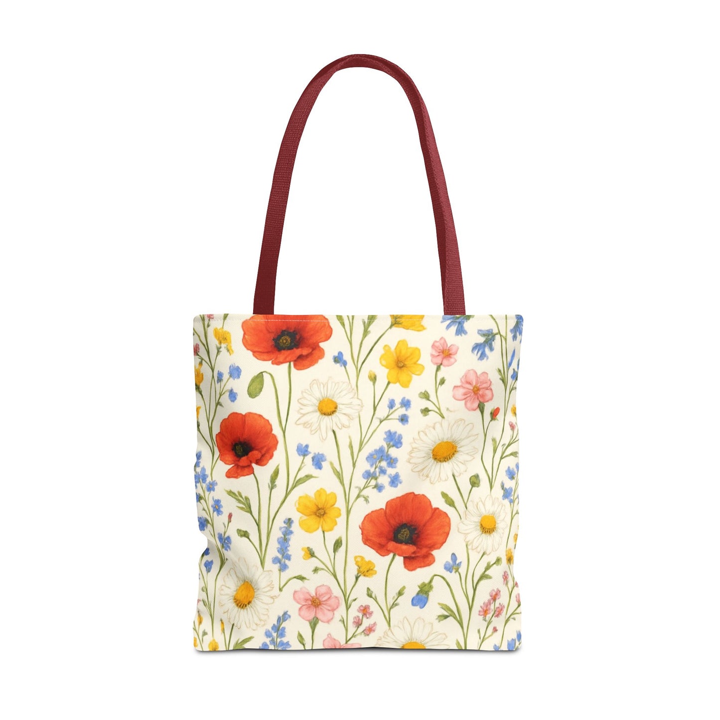 Wildflower Poppy Print Tote Bag | Floral All-Over Pattern