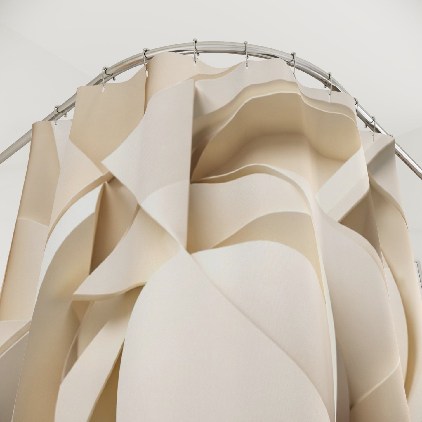 Neutral Geometric Abstract Sculpture Shower Curtain | 3D Beige Art