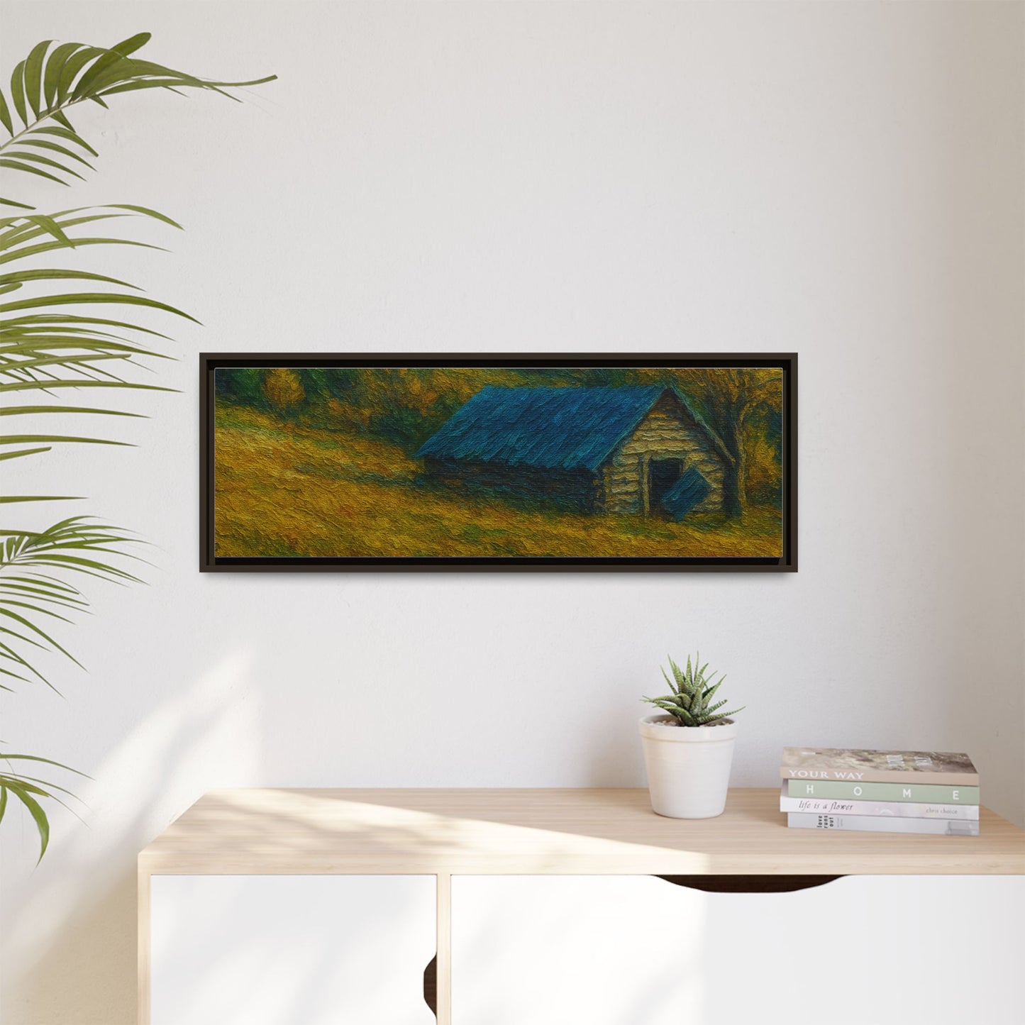 Framed Matte Canvas Print, Rustic Artwork, Farmhouse Decor, Nature Wall Art, Gift for Home, Autumn Decor, Landscape Painting