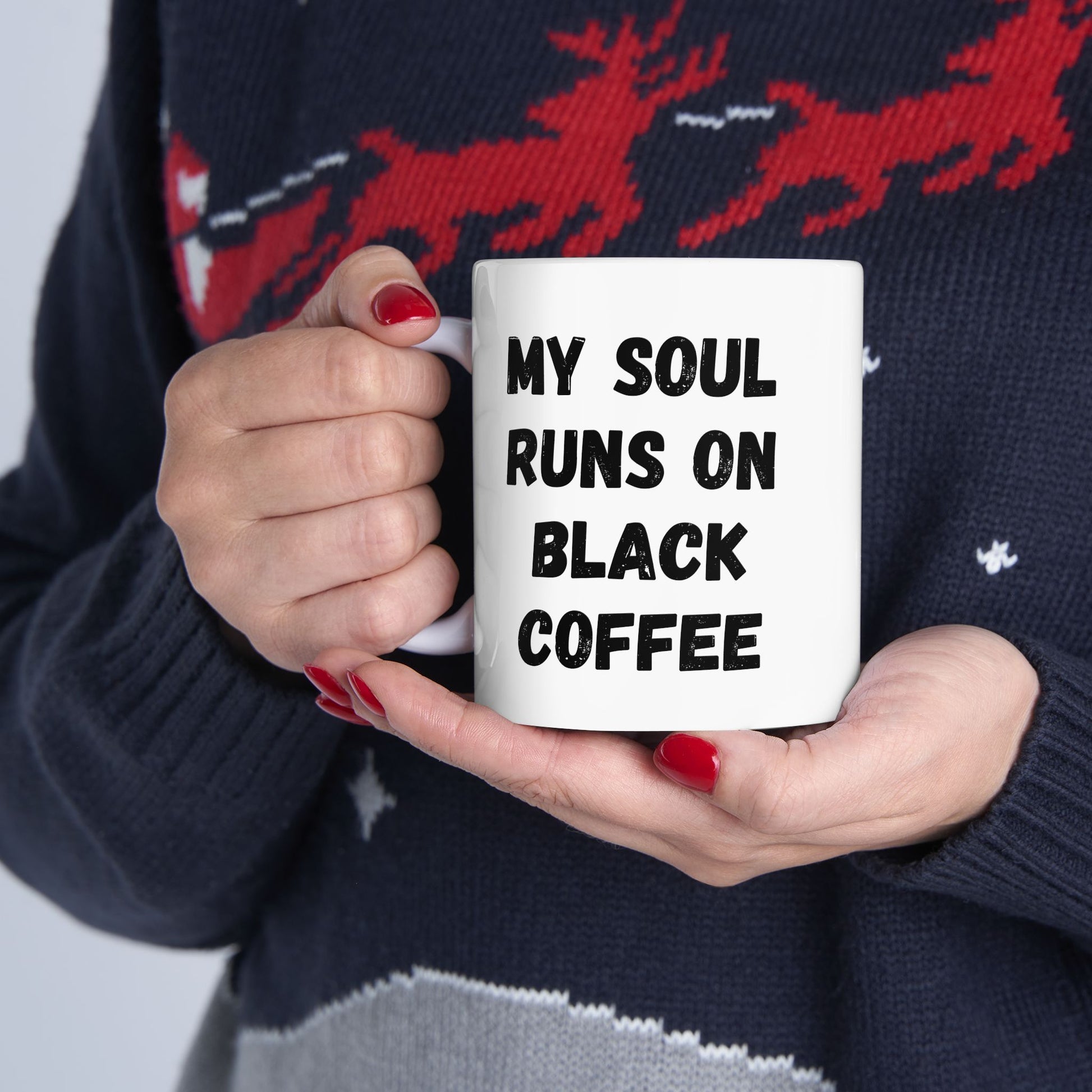 Coffee Lover's Ceramic Mug – 'My Soul Runs on Black Coffee' – Perfect Gift for Coffee Enthusiasts - TRV