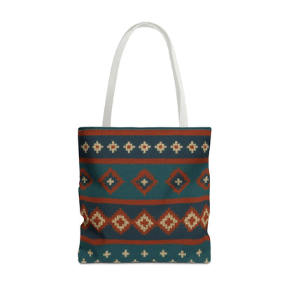 Southwestern Diamond Pattern Tote Bag | Aztec Tribal Geometric Print - TRV