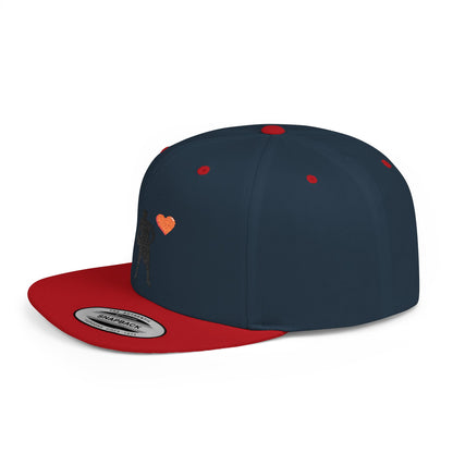 Sporty Love Flat Bill Snapback Hat – Adjustable Cap for Athletes, Casual Wear, Gifts for Sports Fans, Basketball Enthusiasts, Unique - TRV