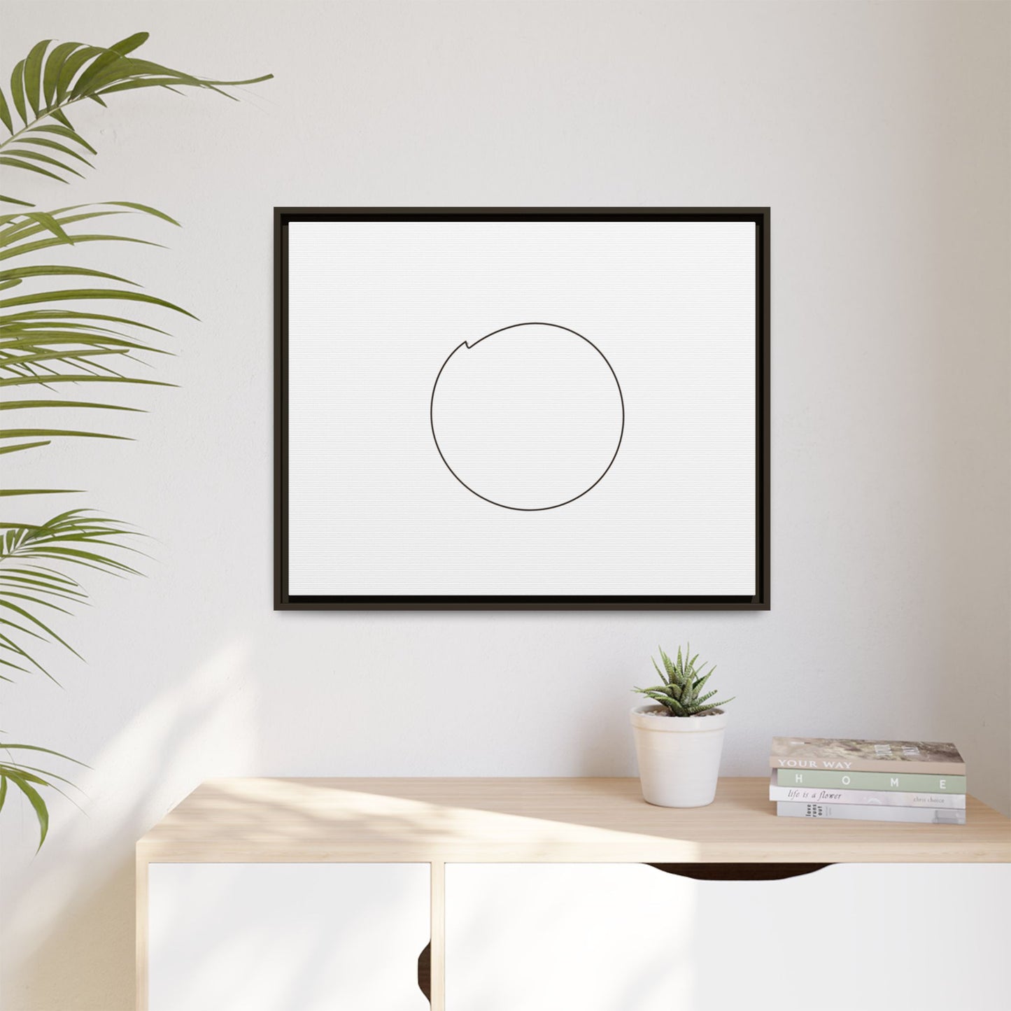 Minimal Circle Line Matte Canvas Framed | Modern Abstract Wall Art