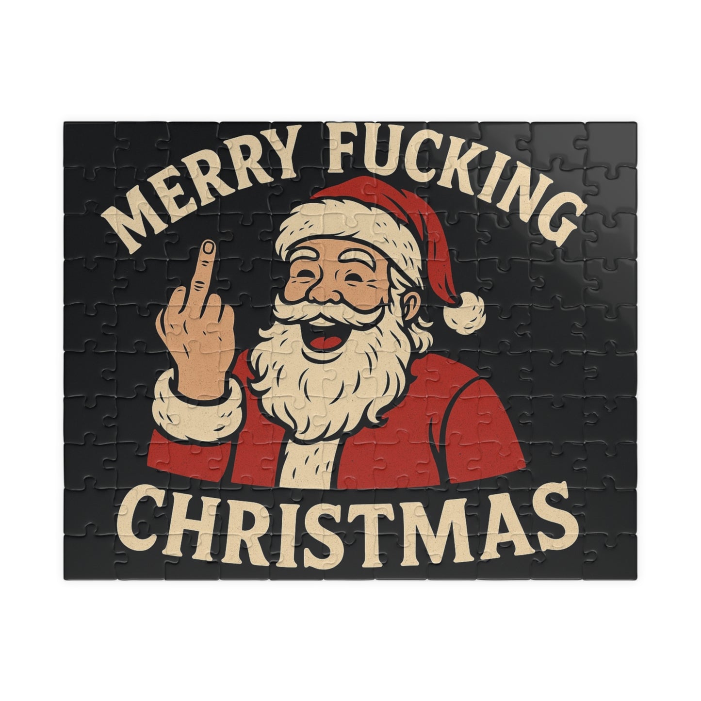 Irreverent Merry Christmas Puzzle | Santa Middle Finger Holiday Jigsaw