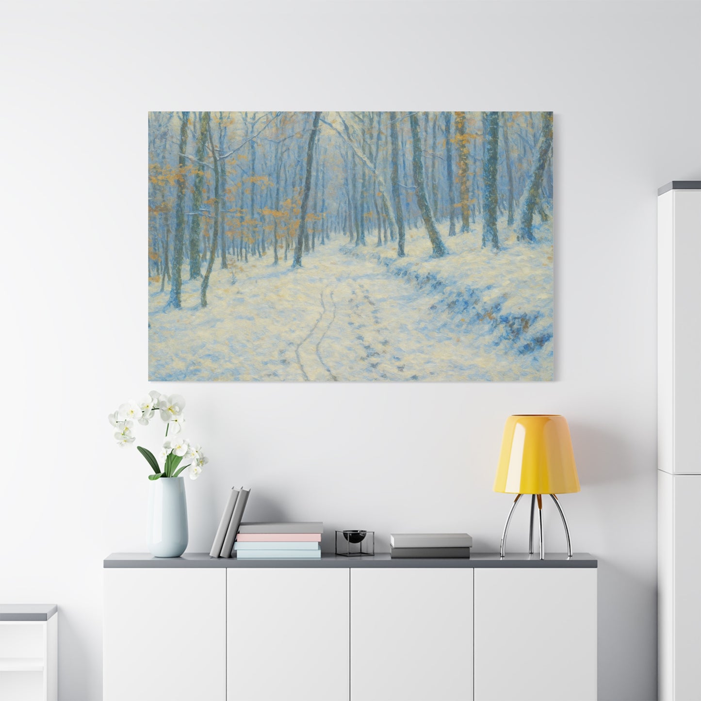 Winter Woodland Canvas Print — Snowy Forest Matte Stretched Wall Art