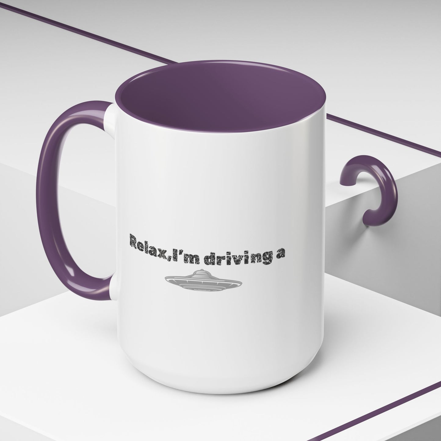 Coffee Mug — “Relax, I’m Driving” UFO Accent Ceramic Mug (11/15 oz)
