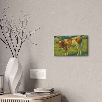 Artistic Cow Canvas Wall Art - Farmhouse Decor, Calf Painting