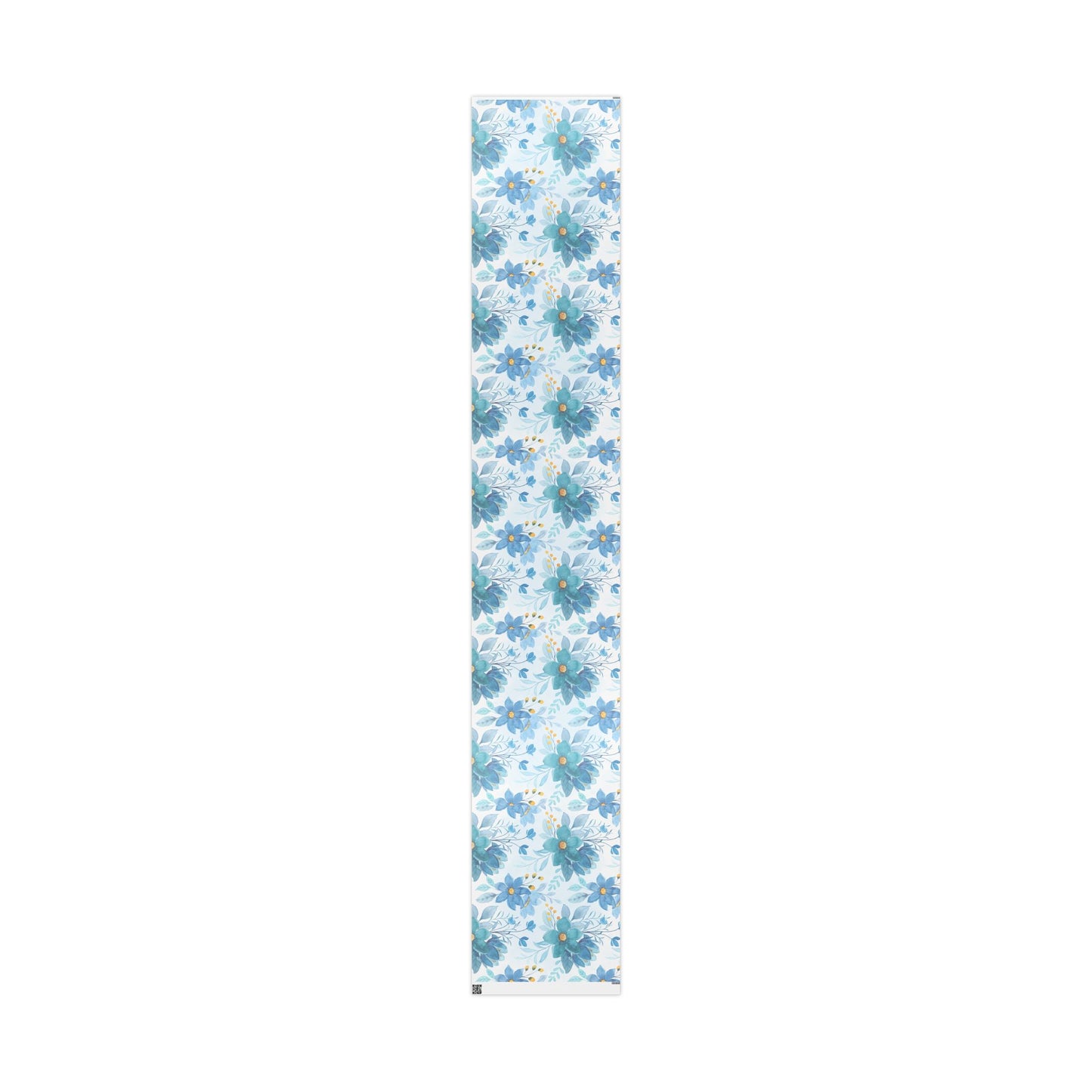 Blue Floral Wrapping Paper Roll — Watercolor Bouquet Gift Wrap