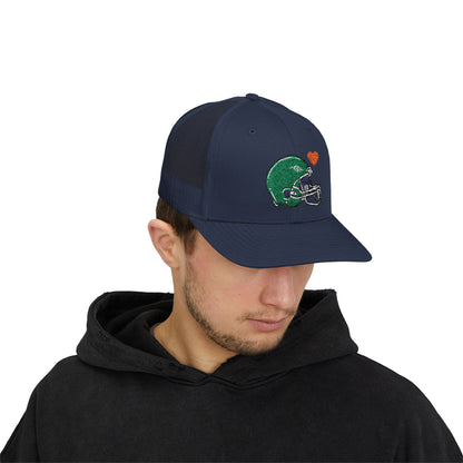 Snapback Trucker Cap with Football Heart Design - Perfect for Sports Fans, Gifts for Gamers, Casual Outings, Tailgating, and Team Spirit - TRV