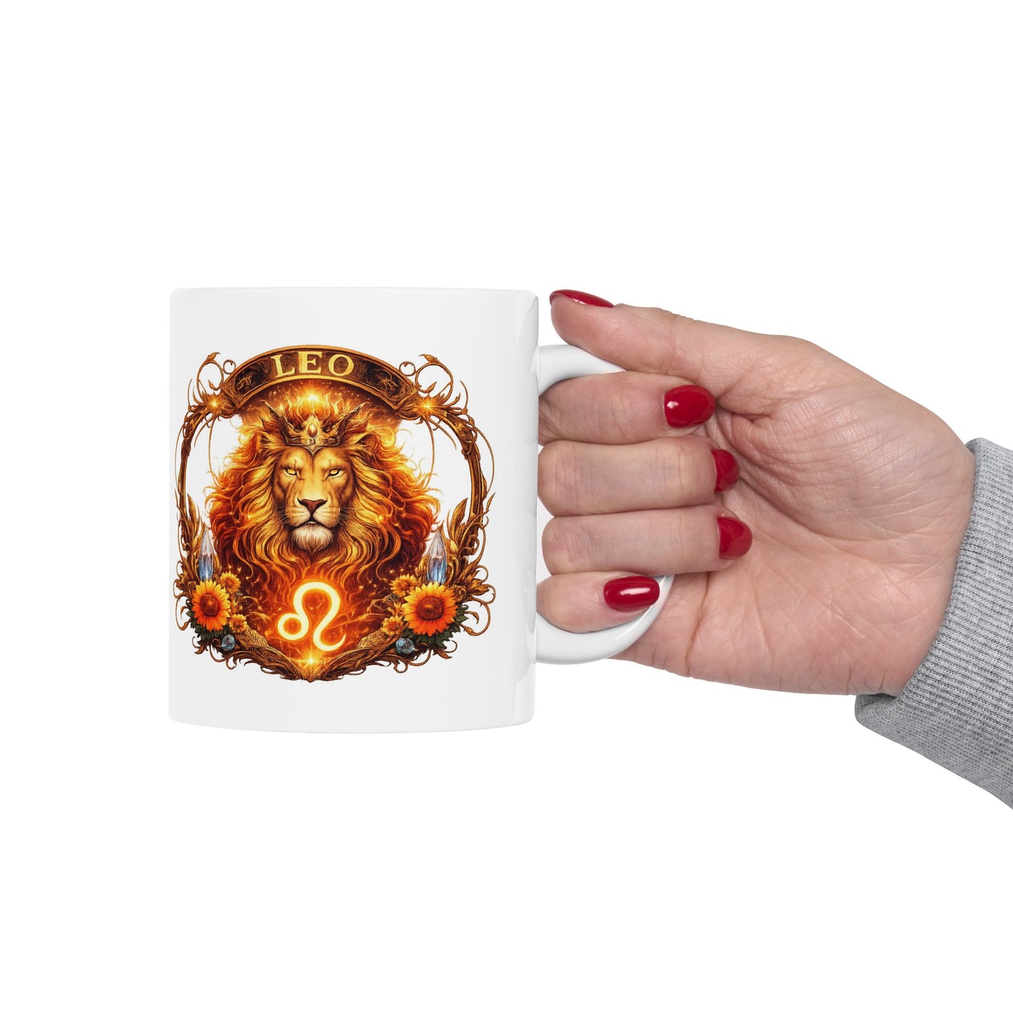 Leo Zodiac Sign Illustration Mug | Ceramic Coffee Cup