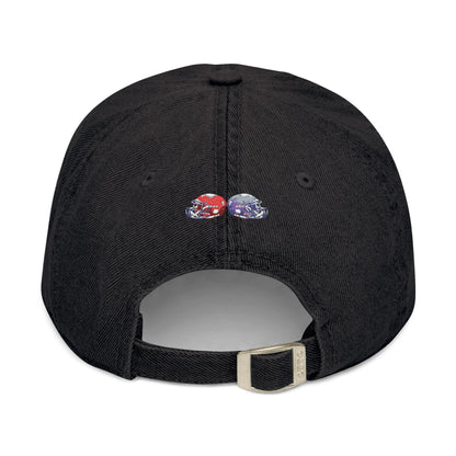 Football-Themed Denim Hat with Embroidery, Perfect Gift for Sports Lovers, Casual Wear, Game Day Accessories, Embroidered Cap
