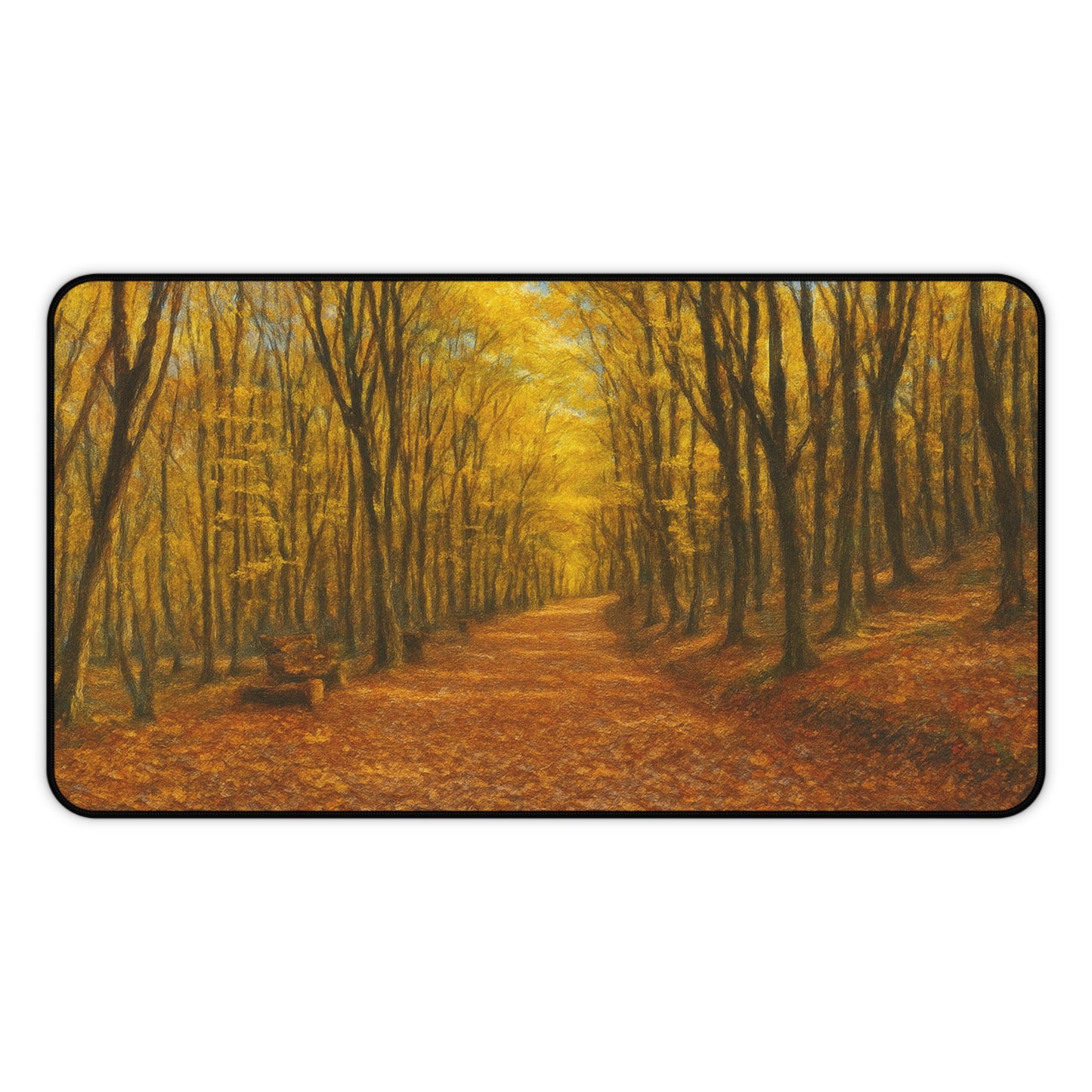 Autumn Forest Path Desk Mat | Fall Leaves Scenic Mousepad - TRV