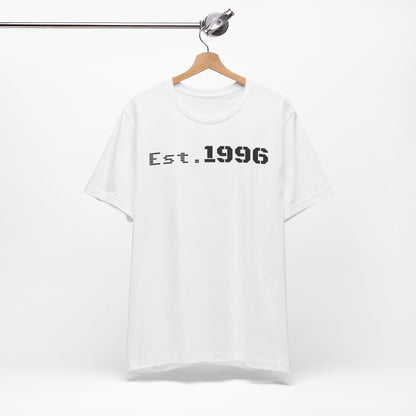 Unisex Jersey Tee - 'Est. 1996' Graphic Shirt, Birthday Gift, Casual Wear, Vintage Style, Retro Fashion, Gift for Him/Her - TRV