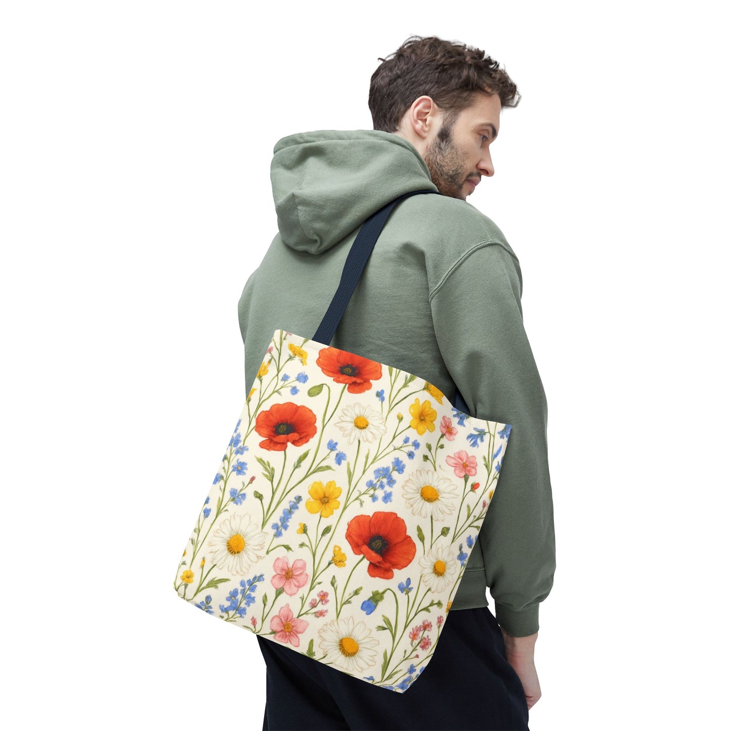 Wildflower Poppy Print Tote Bag | Floral All-Over Pattern