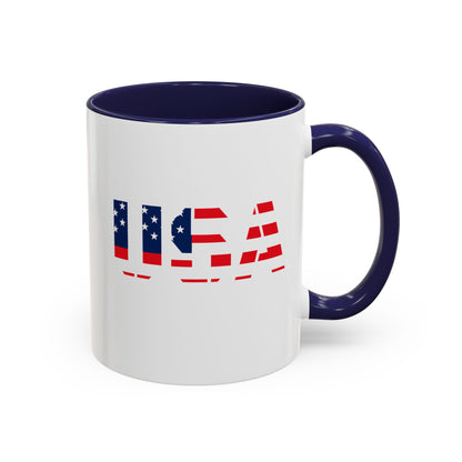 USA Flag Accent Coffee Mug — Patriotic 11/15oz Ceramic Coffee Cup