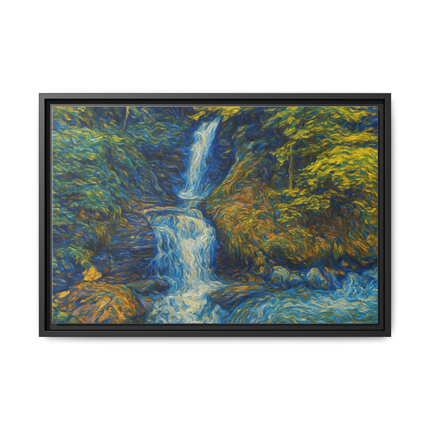Framed Canvas Art, Majestic Van Gogh Style Waterfall Landscape Wall Decor, Nature Lover Gift, Home Office Artwork, Living Room Decoration - TRV