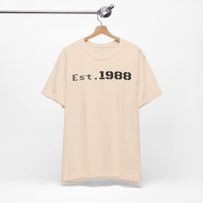 Est. 1988 Unisex Jersey Tee, Vintage Birthday Shirt, Casual Everyday Wear, Gift for Him or Her, Anniversary Celebration Tee