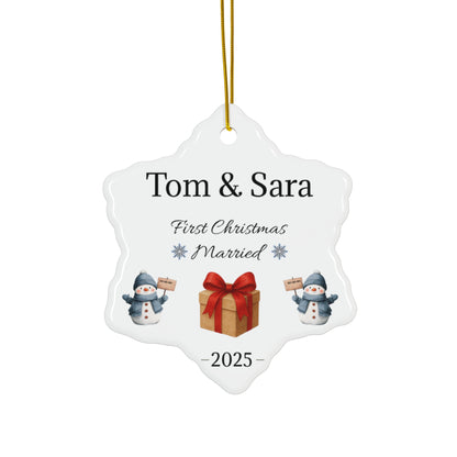 First Christmas Married ornament | Ceramic Christmas ornament, Personalized 2025 - TRV