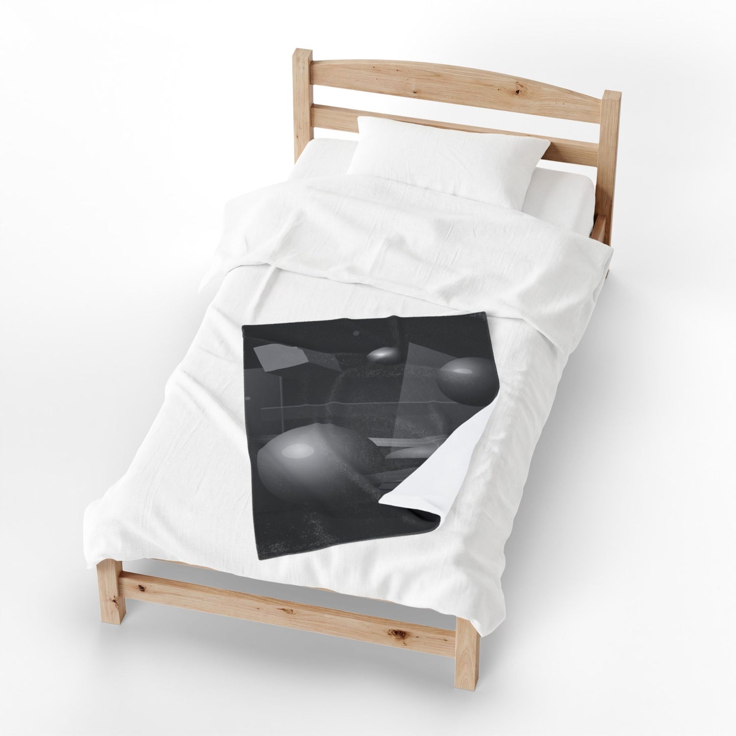 3D Geometric Spheres Velveteen Plush Blanket | Abstract Cube & Sphere Design