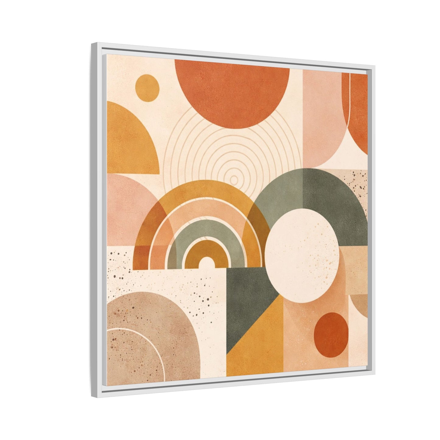 Abstract Terracotta Geometric Rainbow Matte Canvas Framed